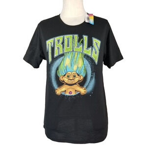 Dreamworks Good Luck Trolls Shirt Mens Large Black Short Sleeve Retro‎ New